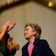 Then-presidential hopeful Hillary Clinton attends Citizens of Zion Missionary Baptist Church and meets with black religious community leaders Jan. 17, 2008, in Compton, Calif.
David McNew/Getty Images